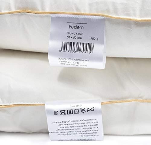 Federkissen 50x50 cm | 700g Federn 100% OekoTex Zertifikat | Baumwollbezug