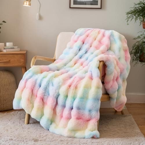 Kuscheldecke Milchsamt Blasen Decke Super Soft Warme Couchdecke 100 x 160cm White