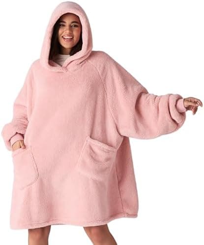 BEDSURE Hoodie Decke mit Ärmeln - Warme Kuschelpullover für Frauen - Tragbare Erwachsenendekke Grau OEKO-TEX 95x85 cm