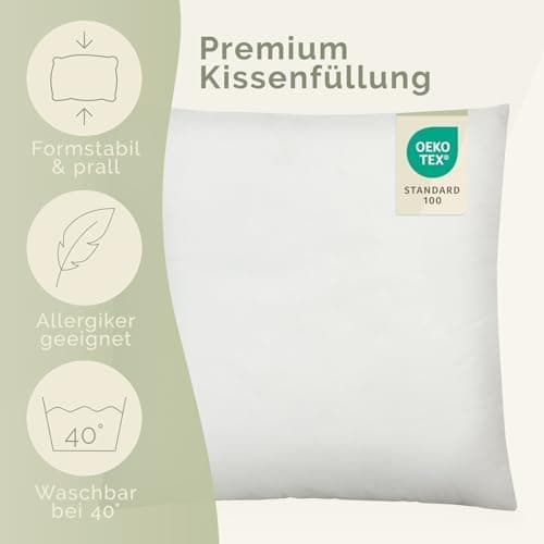 Blumtal OEKO-TEX-zertifizierte Polyester-Füllkissen 40x40 cm für Kissen - Premium-Füllung -Comfort & Gesundheit