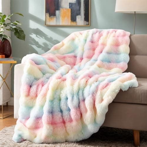 Kuscheldecke Milchsamt Blasen Decke Super Soft Warme Couchdecke 100 x 160cm White