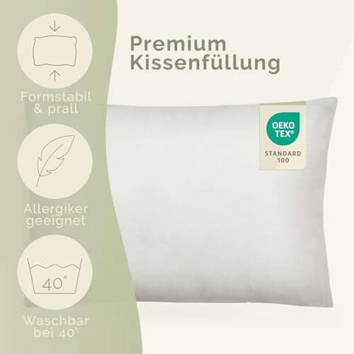 Blumtal OEKO-TEX-zertifizierte Polyester-Füllkissen 40x40 cm für Kissen - Premium-Füllung -Comfort & Gesundheit