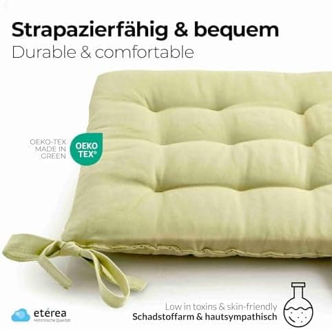 Etérea Türkiswaschbares Sitzkissen Stuhl 40x40 2er Set Inneneinbau - Outdoor & Indoor - OEKO-TEX Made in Green