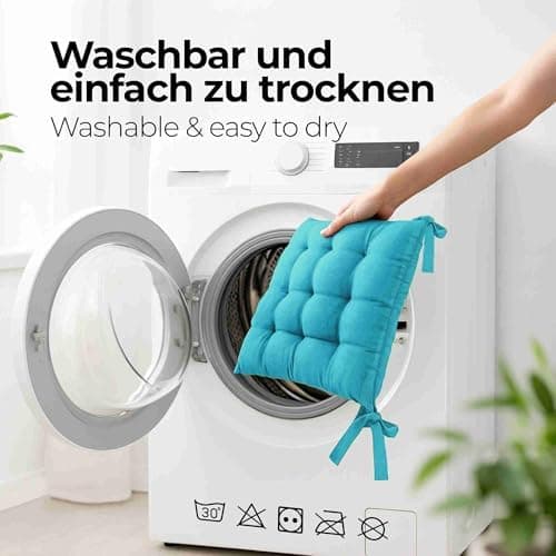 Etérea Türkiswaschbares Sitzkissen Stuhl 40x40 2er Set Inneneinbau - Outdoor & Indoor - OEKO-TEX Made in Green