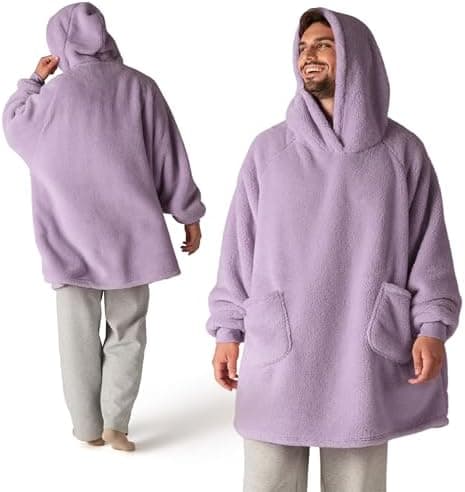 BEDSURE Hoodie Decke mit Ärmeln - Warme Kuschelpullover für Frauen - Tragbare Erwachsenendekke Grau OEKO-TEX 95x85 cm