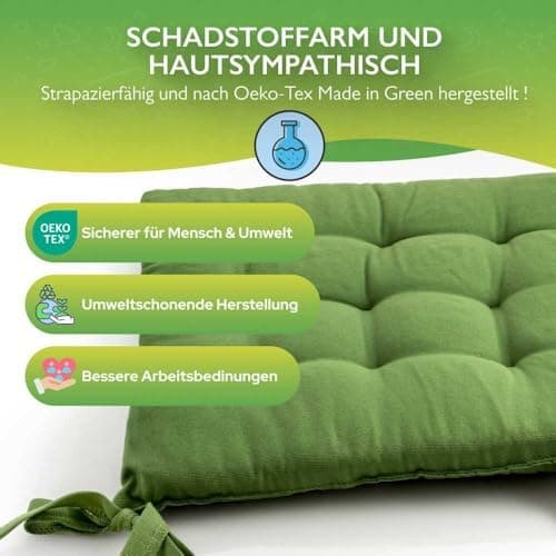 Etérea Türkiswaschbares Sitzkissen Stuhl 40x40 2er Set Inneneinbau - Outdoor & Indoor - OEKO-TEX Made in Green