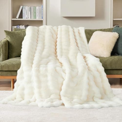 Kuscheldecke Milchsamt Blasen Decke Super Soft Warme Couchdecke 100 x 160cm White