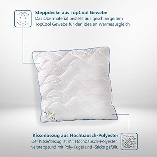 Hochwertiges Qualitäts-Stepp-Kissen für Allergiker, atmungsaktiv und Kochfest 40x40 cm - PROCAVE TopCool
| Winter- und