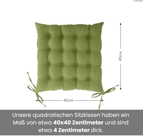 Wometo 4er Set Sitzkissen Stuhl OekoTex - beigeh ConfigurationManager Stuhlkissen Funktionales Polster mit Bändern OEKO-