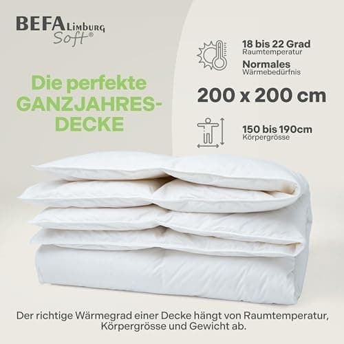 NOMITE Downewecker Ganzjahr 135x200 cm | 90% Federn & 10% Daunen | atmungsaktiv & pflegeleicht | für Allergiker | Tierwo