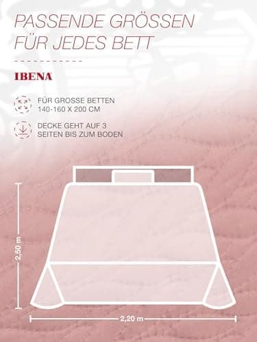 Ibena Nancy Tagesdecke 220x250 cm - Leichte Rosa Decke mit Zopfmuster für Luxuschlaf