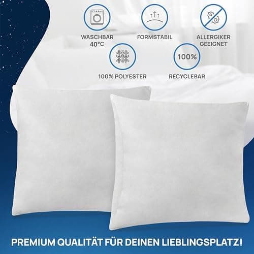 LILENO HOME 40x40 cm waschbares Kissenfüllmaterial - ideal für Allergiker und Couchkissen, Sofa Kissen, Cocktailkissen u