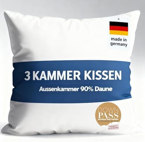 2er Set Kopfkissen 80x80 cm mit 90% Daunen | Allergiker geeignet | Ergonomisches Kissen | Federkissen 80 x 80 cm OEKO-TE
