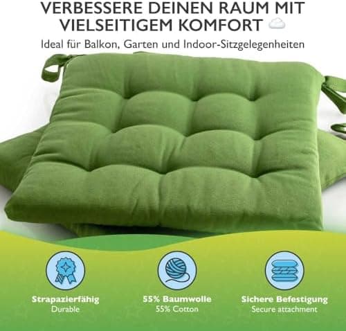 Etérea Türkiswaschbares Sitzkissen Stuhl 40x40 2er Set Inneneinbau - Outdoor & Indoor - OEKO-TEX Made in Green