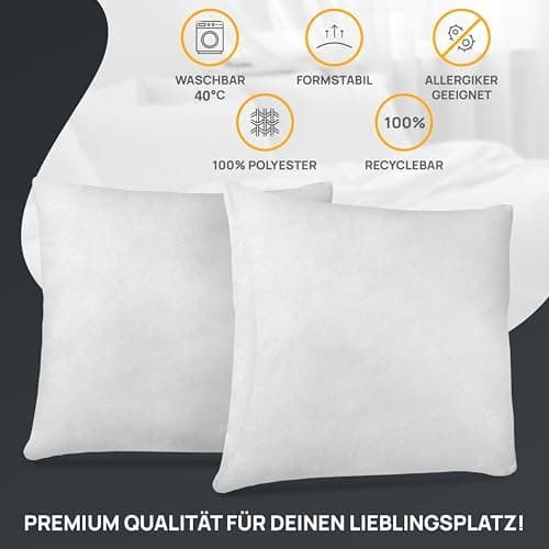 LILENO HOME 40x40 cm waschbares Kissenfüllmaterial - ideal für Allergiker und Couchkissen, Sofa Kissen, Cocktailkissen u