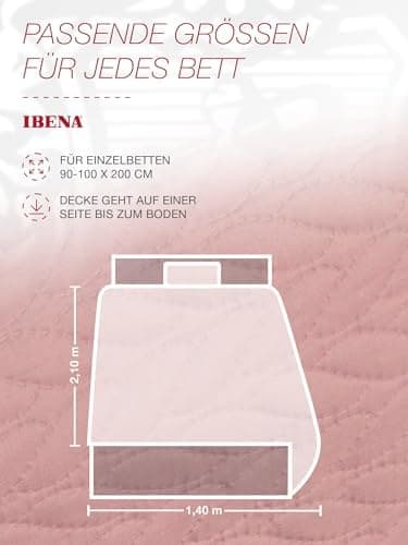 Ibena Nancy Tagesdecke 220x250 cm - Leichte Rosa Decke mit Zopfmuster für Luxuschlaf