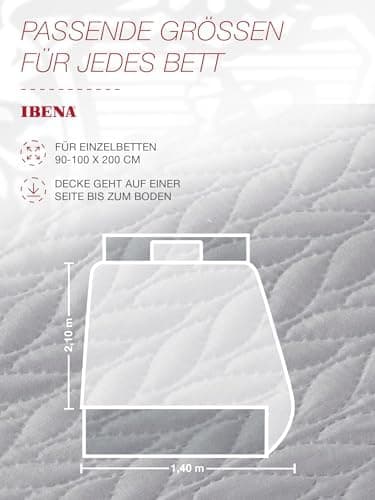 Ibena Nancy Tagesdecke 220x250 cm - Leichte Rosa Decke mit Zopfmuster für Luxuschlaf
