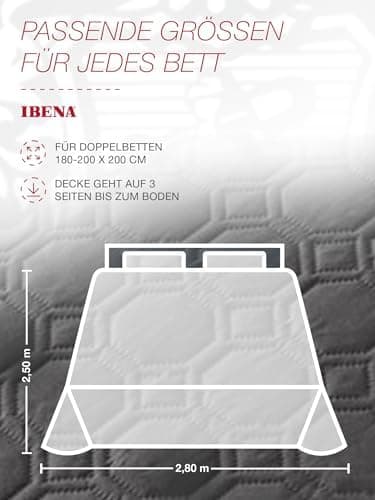 Ibena Nancy Tagesdecke 220x250 cm - Leichte Rosa Decke mit Zopfmuster für Luxuschlaf