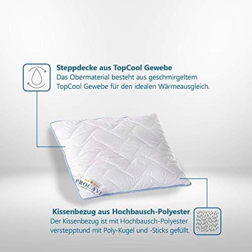 Hochwertiges Qualitäts-Stepp-Kissen für Allergiker, atmungsaktiv und Kochfest 40x40 cm - PROCAVE TopCool
| Winter- und