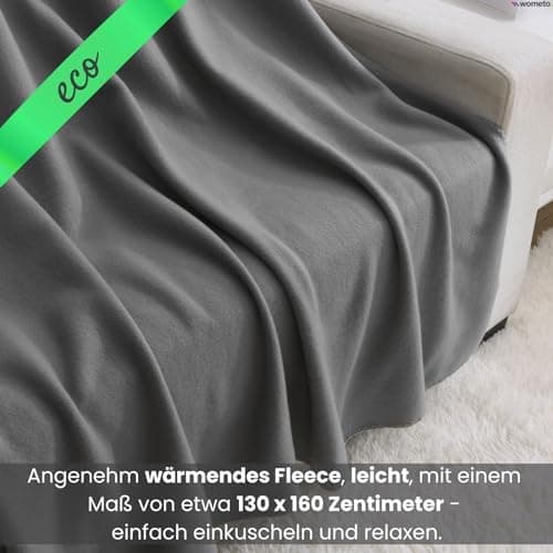 Wometo 10er Vorteilspack Fleecedecke grau Anti-Pilling Kettelrand