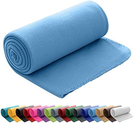 Polar Fleecedecke oekoTex 130x160 Anti-Pilling Kettelrand blau Mittelblau OEKO-TEX STANDARD 100