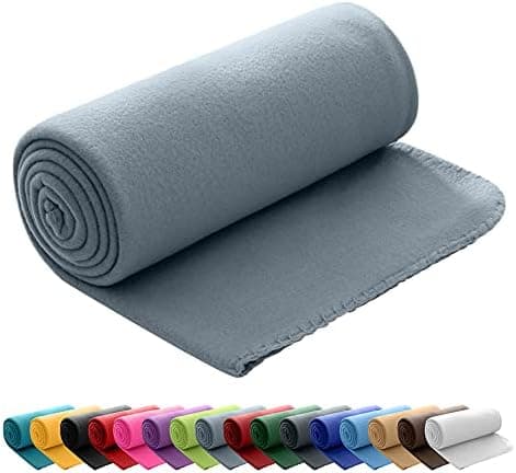 Polar Fleecedecke oekoTex 130x160 Anti-Pilling Kettelrand blau Mittelblau OEKO-TEX STANDARD 100