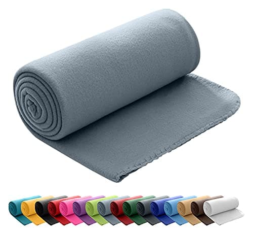 Polar Fleecedecke oekoTex 130x160 Anti-Pilling Kettelrand blau Mittelblau OEKO-TEX STANDARD 100