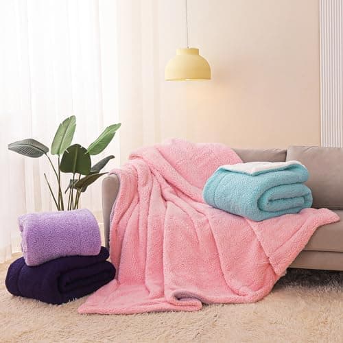 Exclusivo Mezcla Decke, Warme Kuscheldecke für Bett und Sofa, Tiefviolett/Lila 130x150 cm