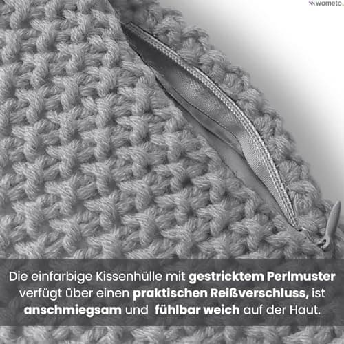 Wometo Oeko-TEX Sofakissenbezug Strick 45x45 türkis Petrol Reißverschluss warme weiche Kissenhülle OEKO-TEX STANDARD 100