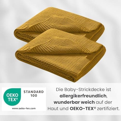Oeko-Tex Wolle-Look Strickdecke Hellgrau Für Jungen Und Mädchen 70x100 - Wometo