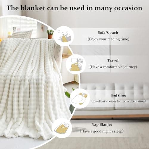 Kuscheldecke Milchsamt Blasen Decke Super Soft Warme Couchdecke 100 x 160cm White