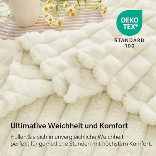 BEDELITE Flauschig Kuscheldecke Hellblau 125x150 für Sofa und Wohnzimmer OEKO-TEX STANDARD 100  
BEDELITE Hellblauer Fla