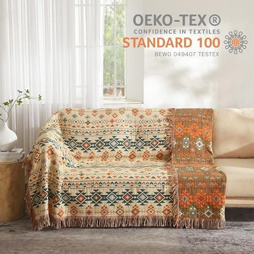 SOFTEXLY Boho Decke – Kuschelige Tagesdecke & Bettüberwurf 150x200cm, Aesthetic Design & Doppelseitige Musselin, Ideal f