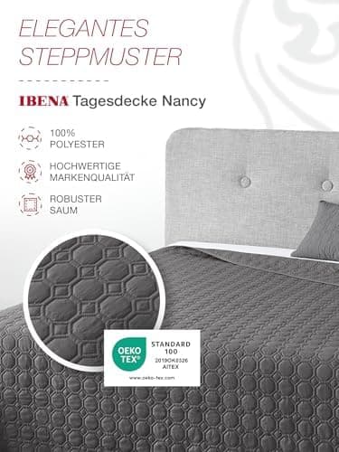 Ibena Nancy Tagesdecke 220x250 cm - Leichte Rosa Decke mit Zopfmuster für Luxuschlaf