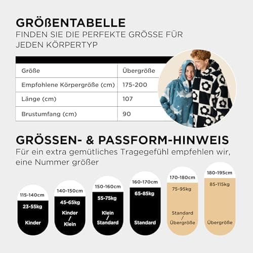 BEDSURE Hoodie Decke mit Ärmeln - Warme Kuschelpullover für Frauen - Tragbare Erwachsenendekke Grau OEKO-TEX 95x85 cm