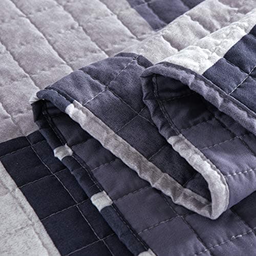 WOLTU Steppdecke 150x200 cm, Patchwork Design, Blau+Weiß, Mikrofaser, Global Recycled Standard, Gebrauchstester und qual
