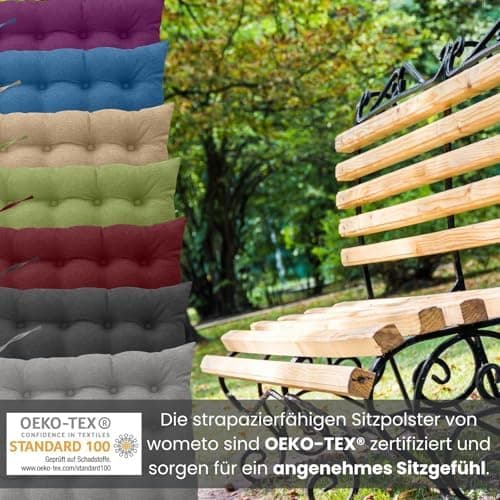 Wometo 4er Set Sitzkissen Stuhl OekoTex - beigeh ConfigurationManager Stuhlkissen Funktionales Polster mit Bändern OEKO-