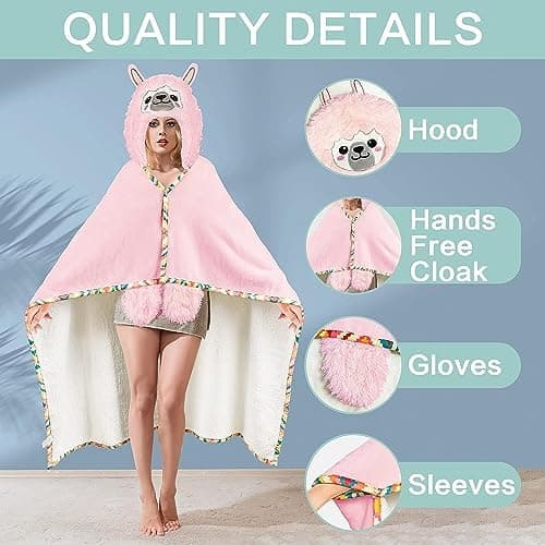 Rosa Sherpa Fleece Ärmeldecke für Frauen als Geschenk(te) warm und weich 152x125cm