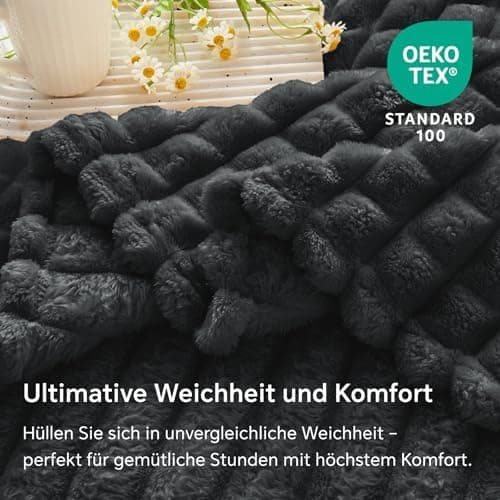BEDELITE Flauschig Kuscheldecke Hellblau 125x150 für Sofa und Wohnzimmer OEKO-TEX STANDARD 100  
BEDELITE Hellblauer Fla