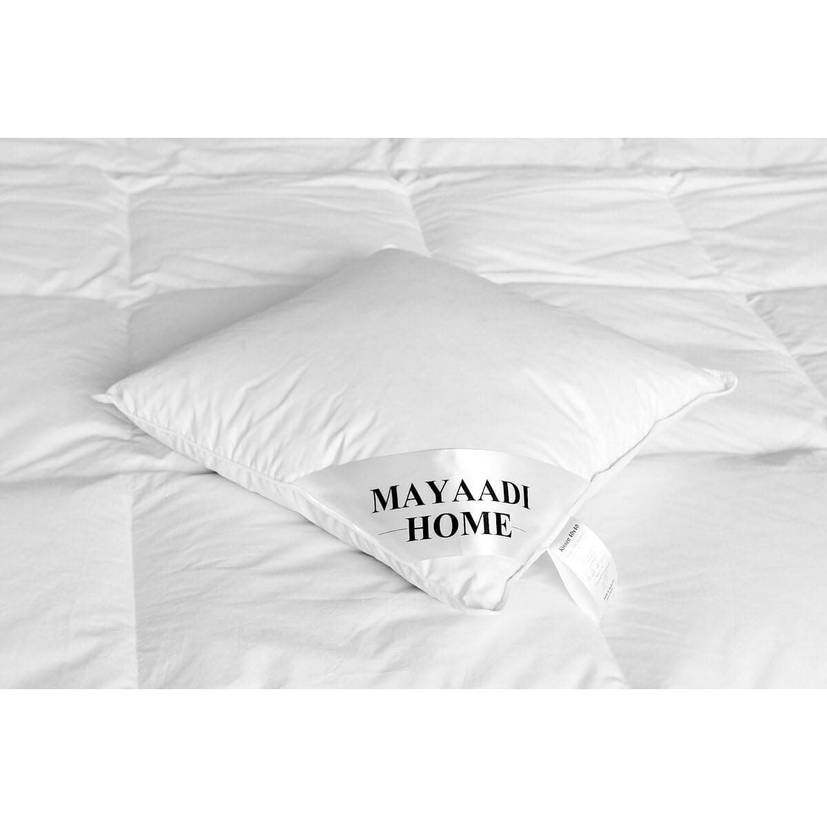 Mayaadi-Home MA116 Daunenkissen 50x50 cm | 70% Daunen 30% Federn | 100% Natur Baumwolle Bezug | Optimales Schlafkissen |