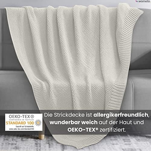 Wometo Kuscheldecke Strick Warme und Weiche Strickdecke OekoTex 140x190TürkisPetrol