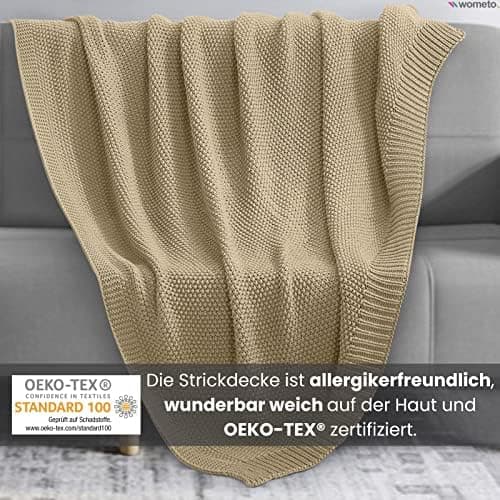 Wometo Kuscheldecke Strick Warme und Weiche Strickdecke OekoTex 140x190TürkisPetrol