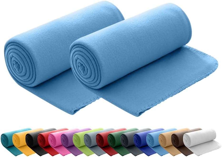 Wometo 2er Set Polar Fleecedecke OekoTex Lilaviolett Anti-Pilling Kettelrand