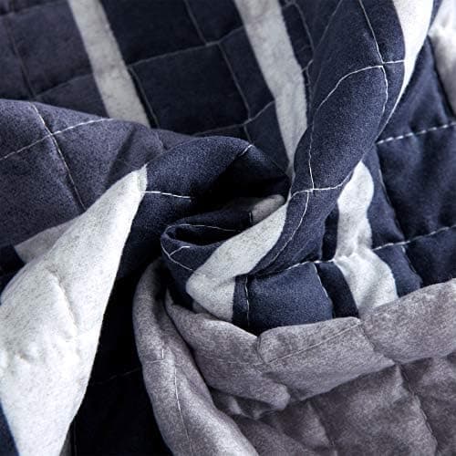 WOLTU Steppdecke 150x200 cm, Patchwork Design, Blau+Weiß, Mikrofaser, Global Recycled Standard, Gebrauchstester und qual