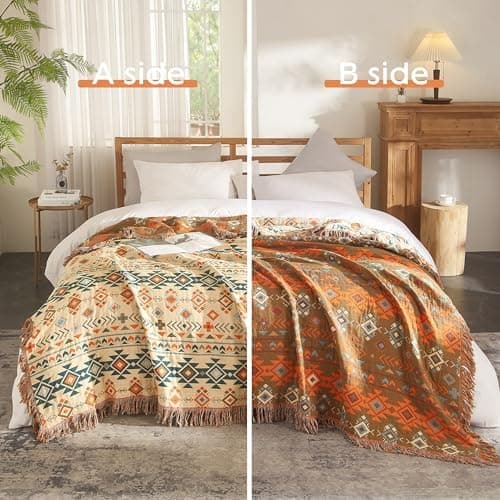 SOFTEXLY Boho Decke – Kuschelige Tagesdecke & Bettüberwurf 150x200cm, Aesthetic Design & Doppelseitige Musselin, Ideal f