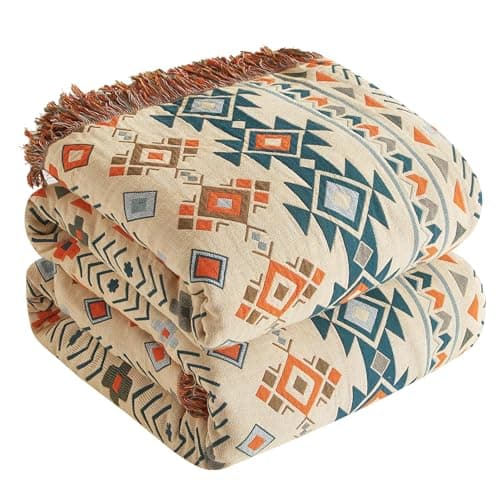 SOFTEXLY Boho Decke – Kuschelige Tagesdecke & Bettüberwurf 150x200cm, Aesthetic Design & Doppelseitige Musselin, Ideal f
