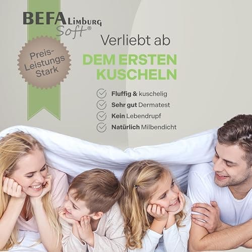 NOMITE Downewecker Ganzjahr 135x200 cm | 90% Federn & 10% Daunen | atmungsaktiv & pflegeleicht | für Allergiker | Tierwo