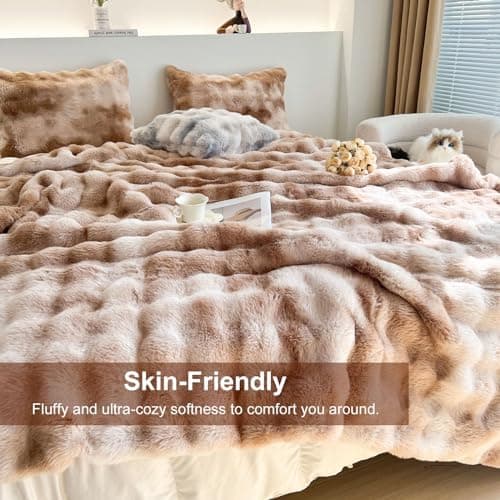 Kuscheldecke Milchsamt Blasen Decke Super Soft Warme Couchdecke 100 x 160cm White