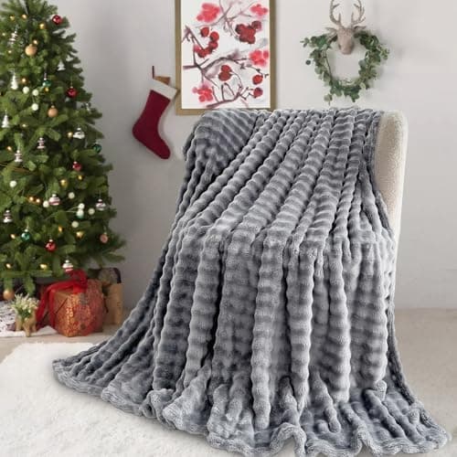 Kuscheldecke Milchsamt Blasen Decke Super Soft Warme Couchdecke 100 x 160cm White