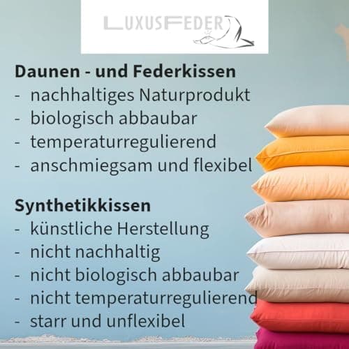 Luxusfeder 2er Sofakissen - Daunen Füllung 300g - 100% Baumwolle Bezughülle - Öko-Tex 

Luxusfeder 2er Sofakissen - Daun